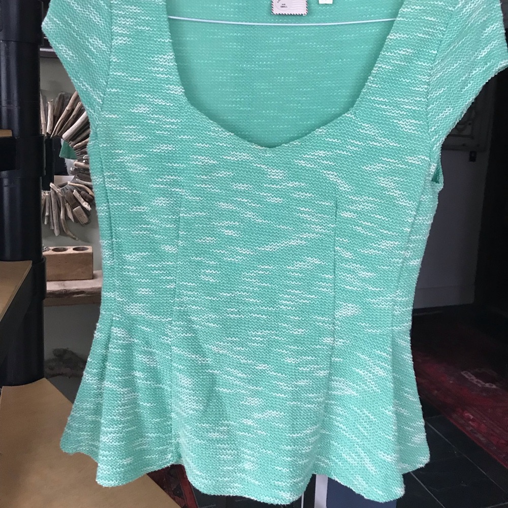 Textured green peplum top